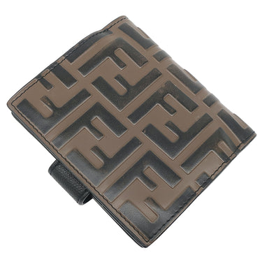 フェンディ FENDI エフ イズ フェンディ 8M0386 マヤブラウン×ブラック レザー 二つ折り財布 ゴールド金具 ミニ財布 茶 黒