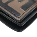 フェンディ FENDI エフ イズ フェンディ 8M0386 マヤブラウン×ブラック レザー 二つ折り財布 ゴールド金具 ミニ財布 茶 黒