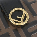フェンディ FENDI エフ イズ フェンディ 8M0386 マヤブラウン×ブラック レザー 二つ折り財布 ゴールド金具 ミニ財布 茶 黒