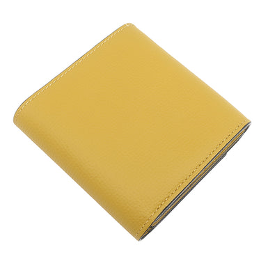 ロエベ LOEWE アナグラム トライフォールド ウォレット マスタード グレインカーフレザー ペブルグレインカーフ 二つ折り財布 シルバー金具 コンパクトウォレット 黄色
