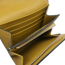 ロエベ LOEWE アナグラム トライフォールド ウォレット マスタード グレインカーフレザー ペブルグレインカーフ 二つ折り財布 シルバー金具 コンパクトウォレット 黄色