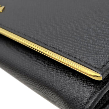 プラダ PRADA ロゴ プレート 1MH132 NERO レザー サフィアーノレザー 長財布 ゴールド金具 黒 二つ折り