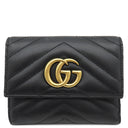 グッチ GUCCI GGマーモント 474802 ブラック レザー 三つ折り財布 ゴールド金具 黒
