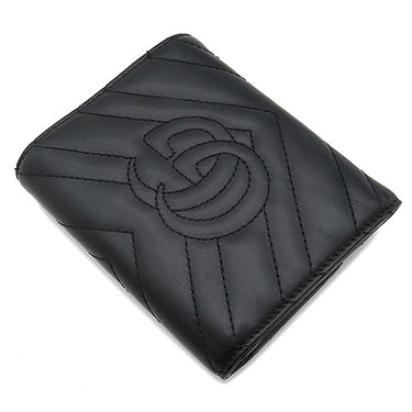 グッチ GUCCI GGマーモント 474802 ブラック レザー 三つ折り財布 ゴールド金具 黒