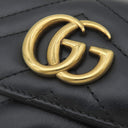 グッチ GUCCI GGマーモント 474802 ブラック レザー 三つ折り財布 ゴールド金具 黒