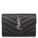 サンローラン SAINT LAURENT モノグラム スモール エンベロープウォレット 414404 ブラック レザー コインケース シルバー金具 黒 小銭入れ カード入れ
