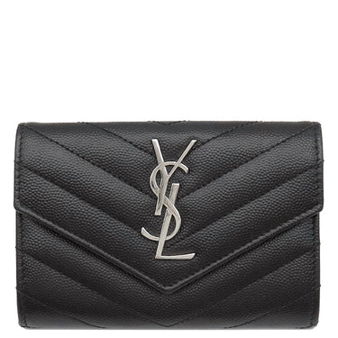 サンローラン SAINT LAURENT モノグラム スモール エンベロープウォレット 414404 ブラック レザー コインケース シルバー金具 黒 小銭入れ カード入れ