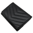 サンローラン SAINT LAURENT モノグラム スモール エンベロープウォレット 414404 ブラック レザー コインケース シルバー金具 黒 小銭入れ カード入れ