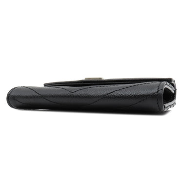 サンローラン SAINT LAURENT モノグラム スモール エンベロープウォレット 414404 ブラック レザー コインケース シルバー金具 黒 小銭入れ カード入れ