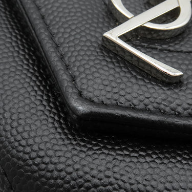 サンローラン SAINT LAURENT モノグラム スモール エンベロープウォレット 414404 ブラック レザー コインケース シルバー金具 黒 小銭入れ カード入れ