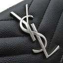サンローラン SAINT LAURENT モノグラム スモール エンベロープウォレット 414404 ブラック レザー コインケース シルバー金具 黒 小銭入れ カード入れ