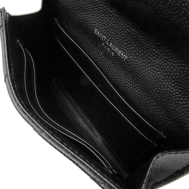 サンローラン SAINT LAURENT モノグラム スモール エンベロープウォレット 414404 ブラック レザー コインケース シルバー金具 黒 小銭入れ カード入れ