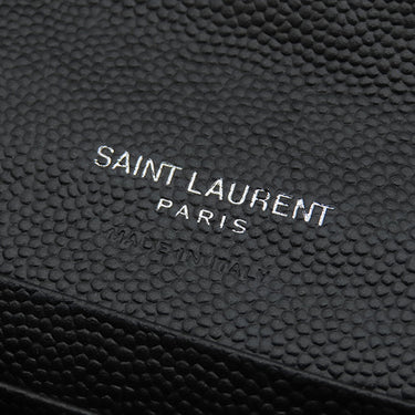 サンローラン SAINT LAURENT モノグラム スモール エンベロープウォレット 414404 ブラック レザー コインケース シルバー金具 黒 小銭入れ カード入れ