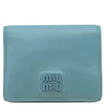 ミュウミュウ MIU MIU ソフティ パデッド マテラッセ ブルー レザー 二つ折り財布 ゴールド金具 水色 ロゴ コンパクト