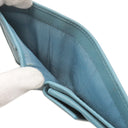 ミュウミュウ MIU MIU ソフティ パデッド マテラッセ ブルー レザー 二つ折り財布 ゴールド金具 水色 ロゴ コンパクト