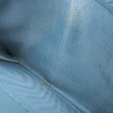 ミュウミュウ MIU MIU ソフティ パデッド マテラッセ ブルー レザー 二つ折り財布 ゴールド金具 水色 ロゴ コンパクト