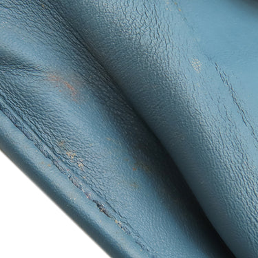 ミュウミュウ MIU MIU ソフティ パデッド マテラッセ ブルー レザー 二つ折り財布 ゴールド金具 水色 ロゴ コンパクト