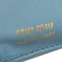 ミュウミュウ MIU MIU ソフティ パデッド マテラッセ ブルー レザー 二つ折り財布 ゴールド金具 水色 ロゴ コンパクト