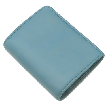 ミュウミュウ MIU MIU ソフティ パデッド マテラッセ ブルー レザー 二つ折り財布 ゴールド金具 水色 ロゴ コンパクト