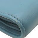 ミュウミュウ MIU MIU ソフティ パデッド マテラッセ ブルー レザー 二つ折り財布 ゴールド金具 水色 ロゴ コンパクト