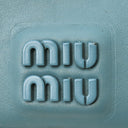 ミュウミュウ MIU MIU ソフティ パデッド マテラッセ ブルー レザー 二つ折り財布 ゴールド金具 水色 ロゴ コンパクト