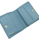 ミュウミュウ MIU MIU ソフティ パデッド マテラッセ ブルー レザー 二つ折り財布 ゴールド金具 水色 ロゴ コンパクト