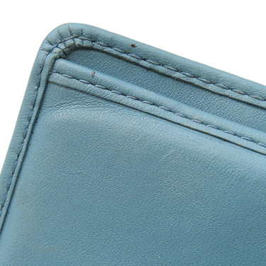 ミュウミュウ MIU MIU ソフティ パデッド マテラッセ ブルー レザー 二つ折り財布 ゴールド金具 水色 ロゴ コンパクト