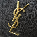 サンローラン SAINT LAURENT アップタウン コンパクトウォレット 582296 ブラック レザー 二つ折り財布 ゴールド金具 黒