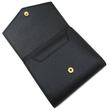 サンローラン SAINT LAURENT アップタウン コンパクトウォレット 582296 ブラック レザー 二つ折り財布 ゴールド金具 黒