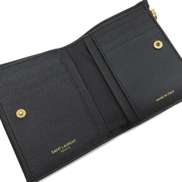 サンローラン SAINT LAURENT アップタウン コンパクトウォレット 582296 ブラック レザー 二つ折り財布 ゴールド金具 黒