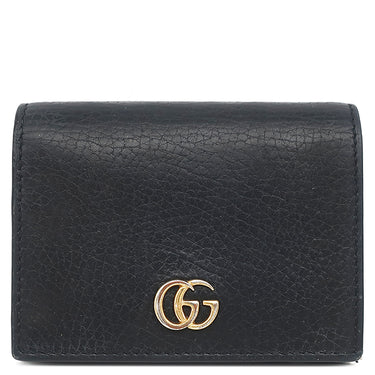グッチ GUCCI ダブルG カードケース ウォレット ‎456126 ブラック レザー 二つ折り財布 ゴールド金具 黒 GGスプリーム