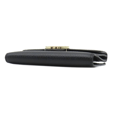 グッチ GUCCI インターロッキングG 二つ折り ウォレット 615525 ブラック レザー 二つ折り財布 ゴールド金具 黒 コンパクトウォレット アウトレット品
