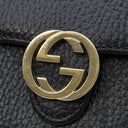 グッチ GUCCI インターロッキングG 二つ折り ウォレット 615525 ブラック レザー 二つ折り財布 ゴールド金具 黒 コンパクトウォレット アウトレット品