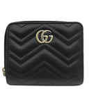 グッチ GUCCI GG マーモント ミニジップ ウォレット 813370 ブラック レザー 二つ折り財布 ゴールド金具 黒 コンパクト ラウンドジップ