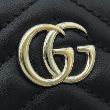 グッチ GUCCI GG マーモント ミニジップ ウォレット 813370 ブラック レザー 二つ折り財布 ゴールド金具 黒 コンパクト ラウンドジップ