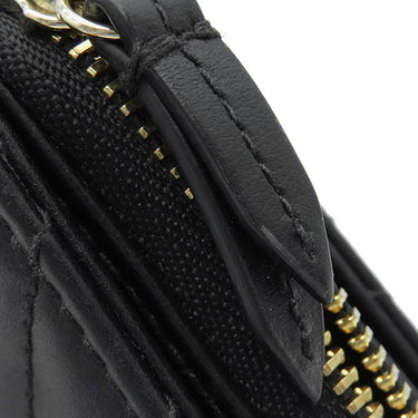 グッチ GUCCI GG マーモント ミニジップ ウォレット 813370 ブラック レザー 二つ折り財布 ゴールド金具 黒 コンパクト ラウンドジップ
