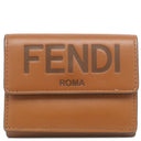 フェンディ FENDI ロゴ ローママイクロ 8M0395 ブラウン レザー 三つ折り財布 ゴールド金具 ミニ財布 茶