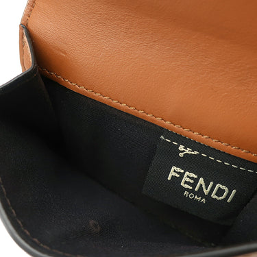 フェンディ FENDI ロゴ ローママイクロ 8M0395 ブラウン レザー 三つ折り財布 ゴールド金具 ミニ財布 茶