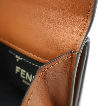 フェンディ FENDI ロゴ ローママイクロ 8M0395 ブラウン レザー 三つ折り財布 ゴールド金具 ミニ財布 茶