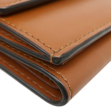 フェンディ FENDI ロゴ ローママイクロ 8M0395 ブラウン レザー 三つ折り財布 ゴールド金具 ミニ財布 茶