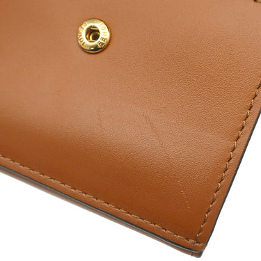 フェンディ FENDI ロゴ ローママイクロ 8M0395 ブラウン レザー 三つ折り財布 ゴールド金具 ミニ財布 茶