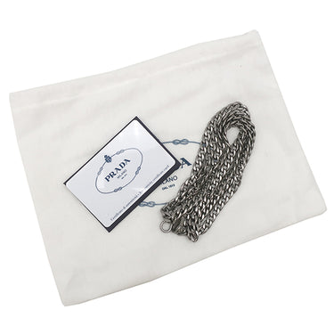 プラダ PRADA ナッパレザー ミニショルダー 1DH010 ブラック レザー ショルダーバッグ シルバー金具 チェーンショルダー 黒