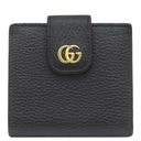 グッチ GUCCI GG プチマーモント コンパクト ジップ ウォレット 523193 ブラック レザー 二つ折り財布 ゴールド金具 黒 コンパクトウォレット
