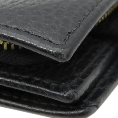 グッチ GUCCI GG プチマーモント コンパクト ジップ ウォレット 523193 ブラック レザー 二つ折り財布 ゴールド金具 黒 コンパクトウォレット