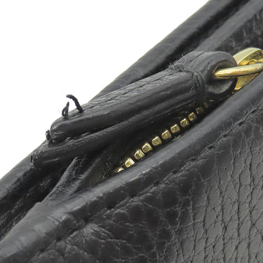 グッチ GUCCI GG プチマーモント コンパクト ジップ ウォレット 523193 ブラック レザー 二つ折り財布 ゴールド金具 黒 コンパクトウォレット