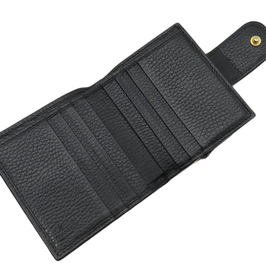 グッチ GUCCI GG プチマーモント コンパクト ジップ ウォレット 523193 ブラック レザー 二つ折り財布 ゴールド金具 黒 コンパクトウォレット