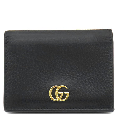 グッチ GUCCI ダブルＧ カードケース ウォレット 456126 ブラック レザー 二つ折り財布 ゴールド金具 プチマーモント コンパクト