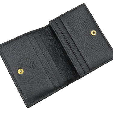 グッチ GUCCI ダブルＧ カードケース ウォレット 456126 ブラック レザー 二つ折り財布 ゴールド金具 プチマーモント コンパクト