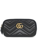 グッチ GUCCI GGマーモント チェーンショルダー 546581 ブラック レザー ショルダーバッグ ゴールド金具 黒 シェブロン キルティング