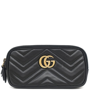 グッチ GUCCI GGマーモント チェーンショルダー 546581 ブラック レザー ショルダーバッグ ゴールド金具 黒 シェブロン キルティング